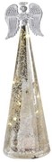 LED-es üveg angyal 29 cm ezüst színű karácsonyi dekoráció