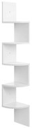Sarok könyvespolc fehér 20x20x126cm