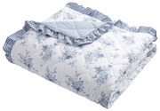 Fehér-kék steppelt ágytakaró 220x230 cm Lucie Floral Frill – Catherine Lansfield