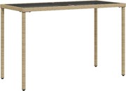 vidaXL bézs polyrattan üveglapos kerti asztal 115x54x74 cm