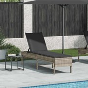 világosszürke polyrattan napozóágy párnával 55x200x44 cm