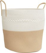 vidaXL bézs-fehér pamut tárolókosár Ø43 x 38 cm