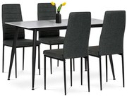 Étkezőszett 4 székkel, 130×70×76 cm, Kerámia Márvány Lappal. ASE-1004 BK2