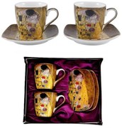 Klimt porcelán eszpresszó kávés csésze aljjal 2 személyes díszdobozban