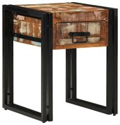 Végasztal Fiókkal Fekete 40x40x50 cm Tömör Újrahasznosított Fa