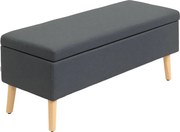 HOMCOM Tároló Pad, Kárpitozott Pad Vászon Hatással, Ágy Pad Fa Lábakkal, 110 x 39 x 45 cm, Sötétszürke | Aosom
