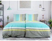 Szürke-türkiz egyszemélyes krepp ágyneműhuzat 140x200 cm Beautiful Spring – B.E.S.