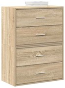 2 db sonoma tölgy szerelt fa szekrény 2 fiókkal 60 x 31 x 40 cm