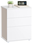 Éjjeliszekrény, 3 fiókkal, fehér és bézs