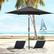 Outsunny egyenes, dönthető kertbalkon terasz napernyő crankszerkezettel, vízálló, magas sűrűségű 180 g/m² poliészter anyagból, Ø2,6 x 2,35H m fekete a