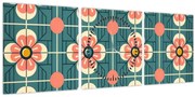 Kép - Retro virágminta (órával) (90x30 cm)