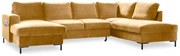 Lofty Lilly mustársárga kinyitható U alakú bársony kanapé, jobb oldali - Miuform