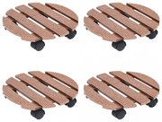 4 db barna kerekes növénytartó WPC Ø30 x 7,5 cm