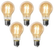 5 db E27 dimbare LED lamp A60 goud 5W 500 lm 2700K