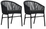 2 db fekete PE rattan kerti szék