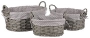 Szürke pöttyök fonott kosarak készlete szövetből, 3 méret, 39 x 22 x 31 cm, 3 db
