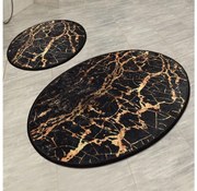 2x Fürdőszobai szőnyeg GOLDES 60x100 cm fekete/arany színben