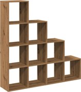 vidaXL 4 szintes kézműves fa elválasztó könyvespolc 131,5x29x131,5 cm