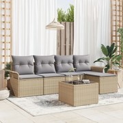 Kerti Kanapé Szett párnával tárolóval 6 pcs Bézs Poli rattan