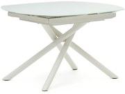 Fehér bővíthető étkezőasztal üveg asztallappal 100x130 cm Yodalia – Kave Home