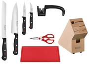 Wüsthof – GOURMET konyhai késkészlet állvánnyal, élezővel és vágódeszkával, 8 részes