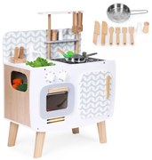 Fa játékkonyha sütővel, mosogatóval konyhai kiegészítőkkel
