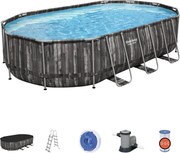 Bestway ESPIRITU fa hatású ovális fémvázas medence szett 610 x 366 x 122 cm