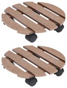 2 db barna WPC görgős virágtartó Ø30 x 7,5 cm