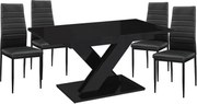 Maasix BKG Magasfényű Fekete 4 személyes étkezőszett Fekete Coleta székekkel N