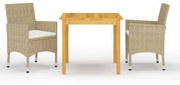 3 részes bézs kerti étkezőgarnitúra