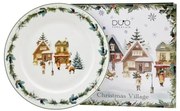 Karácsonyi porcelán nagy tányér 27 cm díszdobozban Christmas Village