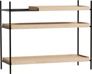 Polcrendszer "Tray", alacsony , 4 változat - Woud variáns: világos tölgyfa polcok - 1 rövid, 2 hosszú