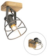 Ipari spotlámpa sötét szürke fával állítható - Arthur