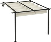 Outsunny Patio Pergola kb. 3x3m Kerti Pavilon Alumíniumból, Fali Felszerelésű Kerti Pavilon Állítható Tetővel, Napsütés Elleni Védő Tető Kerti Teraszr