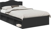 vidaXL Ágykeret fejtámlával Fekete 135 x 190 cm Tömör fenyőfa