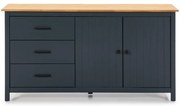 Sötétkék borovi fenyő alacsony komód 150x80 cm Miranda – Marckeric
