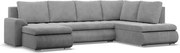 Tokio U sarokkanapé, 3 ágyneműtartóval, kordbársony, jobboldali, szürke