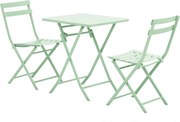 Outsunny összecsukható bistro kertiszett - négyzetasztal mérete: 60L x 60W x 71H cm 2 székkel - zöld, vízálló, porfestett fém | Aosom