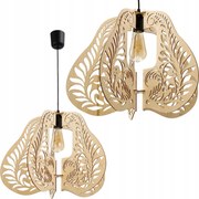 Led Mennyezeti Lámpa Függő 1xE27 Fa Áttört Dekoratív Szoba