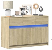 sonoma tölgy színű szerelt fa LED-es TV-szekrény 91x34x61 cm