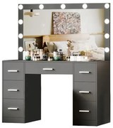 Nagy fésülködőasztal világítással 80 x 40 x 110cm fekete