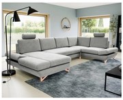 AVESTA kihúzható, U-alakú kárpitozott sarokülőgarnitúra tárolóval, szürke