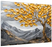 Üveg kép – Fa arany levelekkel (70x50 cm)