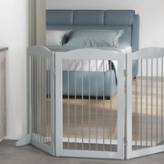 PawHut Összecsukható Biztonsági Rács, 3-Panele Dog Gate, 2 Támogató Lábbal, 80cm Magasság, Ajtókhoz, Folyosókhoz, Szobákhoz és Lépcsőkhöz, Szürke | Ao
