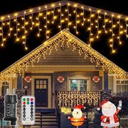 LED-es fényfüzér Jégcsap 12m 504LED Meleg fehér Kültéri Távirányító