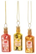 Üveg kézzel készített karácsonyfadísz készlet 3 db-os ø 3 cm Gin Bottle – Sass &amp; Belle