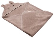 Rózsaszíes barna pamut kapucnis gyerek törölköző 75x75 cm Rabbit – Kindsgut