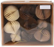 Ornaments papír díszek készlet bézs, 8 cm, 9 db