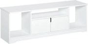 HOMCOM Televíziós Állvány 42"-ig Terjedő TV-khez, Modern Televíziós Állvány Dupla Ajtós Szekrénnyel és 3 Nyitott Kiszolgálóhellyel 120x30x41cm Fehér |
