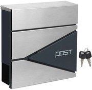 Modern Postaláda újságtartóval 10,5x37x37 cm, antracit és ezüst